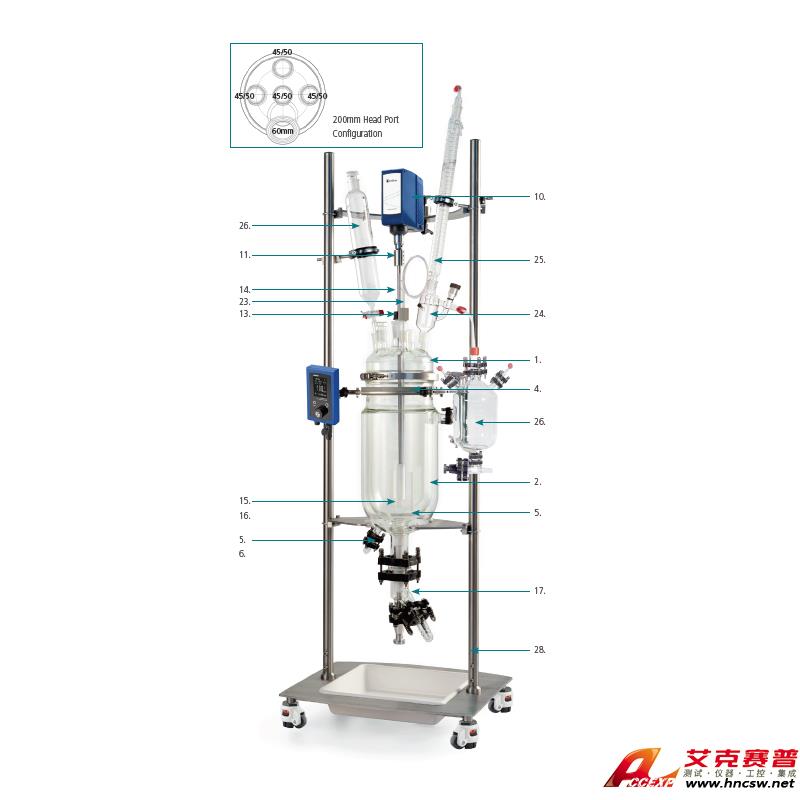 JULABO優(yōu)萊博 50L玻璃夾套反應釜（DN400法蘭開口），JRS-1503-05